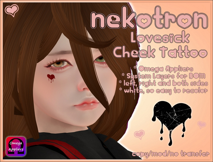 [Nekotron] Lovesick Cheek Tattoos  (Omega + System Layers)