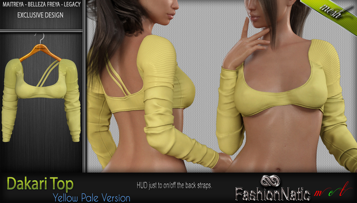 FashionNatic - Dakari Female Top Yellow Pale - Maitreya Lara, Belleza - Freya, Legacy