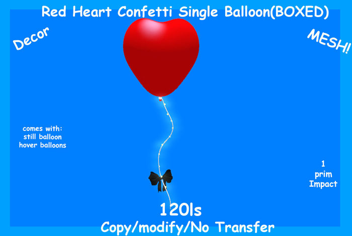 Red Heart Confetti Single Balloon(BOXED)
