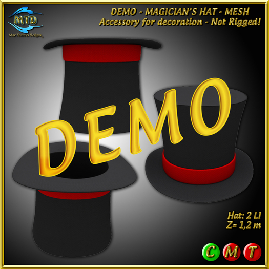 DEMO - MAGICIAN'S HAT-Accessory Decoration-Not Rigged-MESH