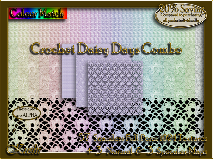 !Kushi! CrochetDaisyDaysCOMBO Textures -WearToUnpack