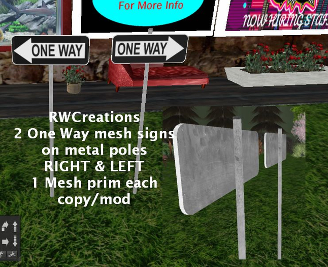 2 One Way Road Signs on metal posts RIGHT & LEFT boxed