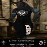 M - Furry OUTFIT - Tank & Pants - Ninja Panda - JOMO MOST FITS