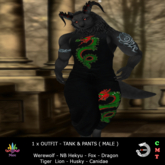 M - Furry OUTFIT - Tank & Pants - Green Dragon - JOMO MOST FITS
