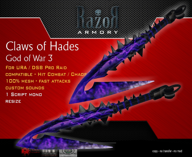 Second Life Marketplace - .::Razor::. >> Claws of Hades