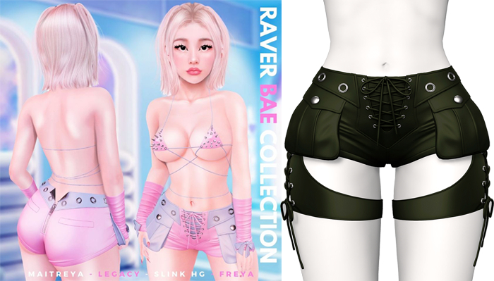 Rebelpill - Raver Bae Collection Shorts Army Green