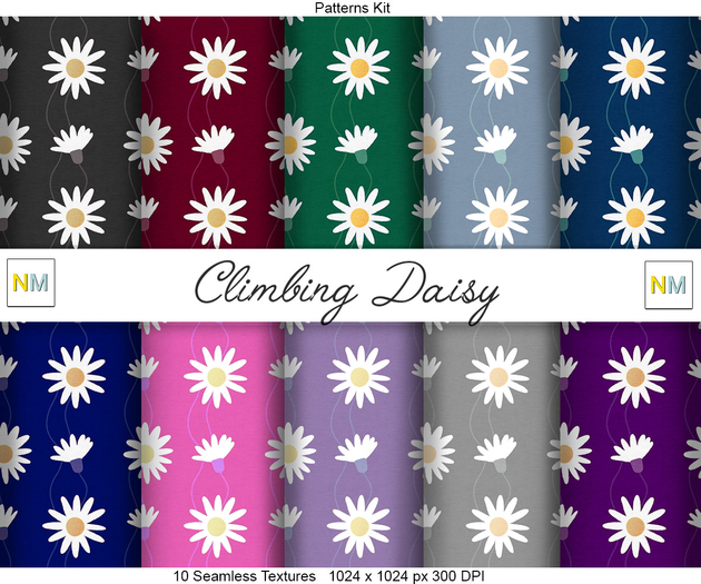 Climbing Daisy Patterns Kit 10 Seamless Textures NM