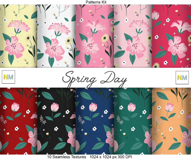 Spring Day Patterns Kit 10 Seamless Textures NM