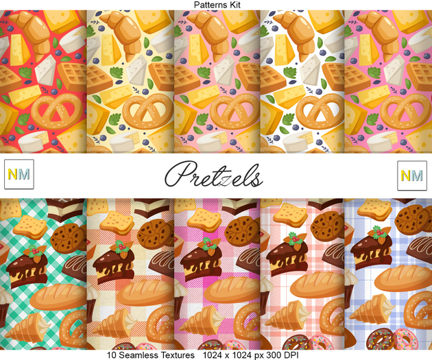 Pretzels Bakery Patterns Kit 10 Seamless Textures NM