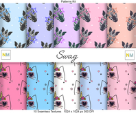 Swag Kawaii Patterns Kit 10 Seamless Textures NM