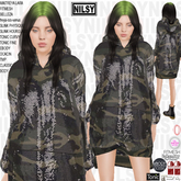 PROMO SEQUIN HOODIE CAMO DRESS,AL BODIES