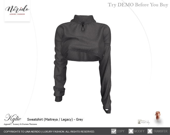 ~Nerido~ Kylie Sweatshirt-Grey