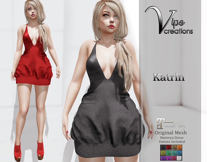 [Vips Creations] - Original Mesh Dress  - [Katrin-Colors]Hud
