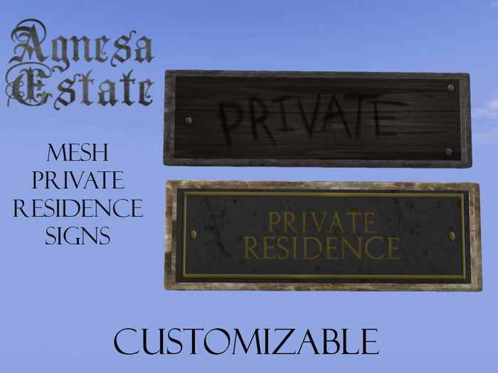 Agnesa Estate - Residence Signs