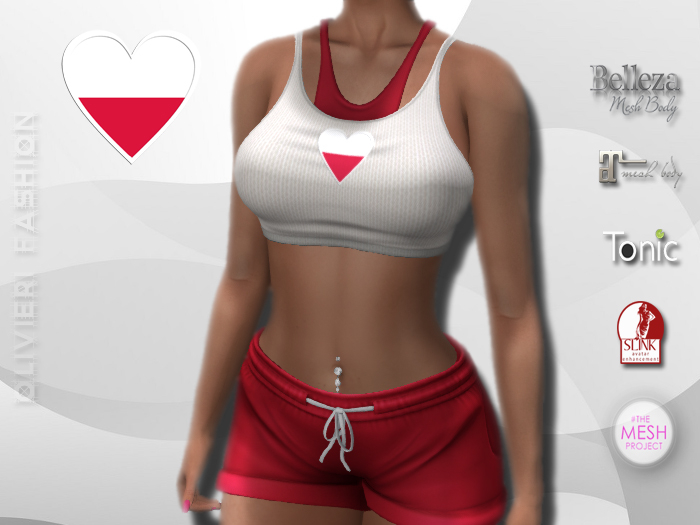 POLAND - TANK TOP & SHORTS - Heart - WHITE