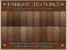 Parkins Textures - Wood Fretwork A Set - 20x Full Perm Alpha 512x1024 - Furniture, Wall, Screen, Decor, Door, Window