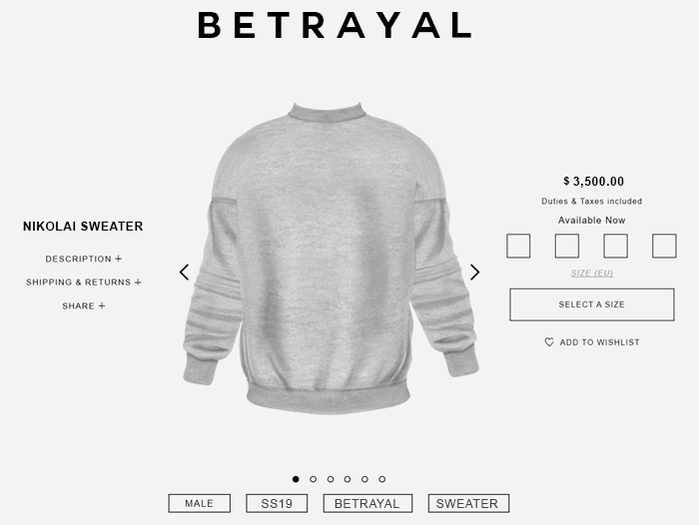 BETRAYAL. Nikolai Sweater GREY