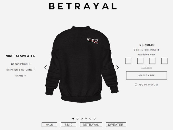 BETRAYAL. Nikolai Sweater CAMPAIGN BLACK