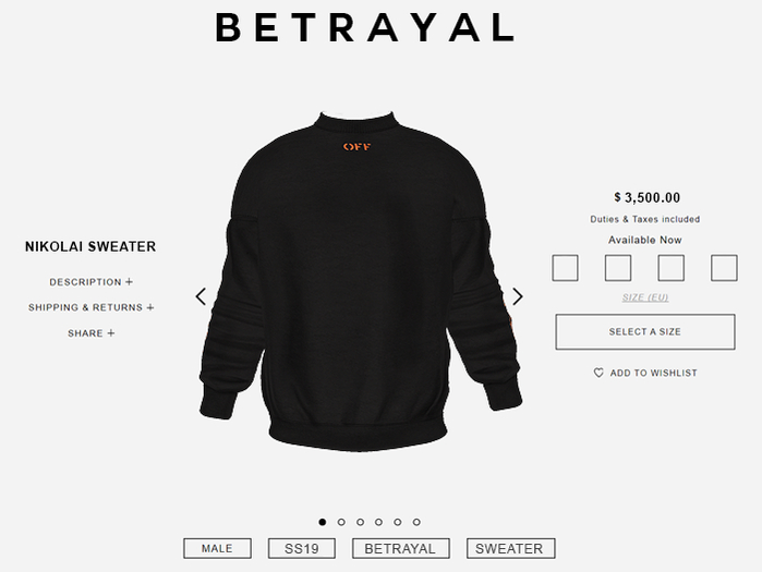 BETRAYAL. Nikolai Sweater ALONE
