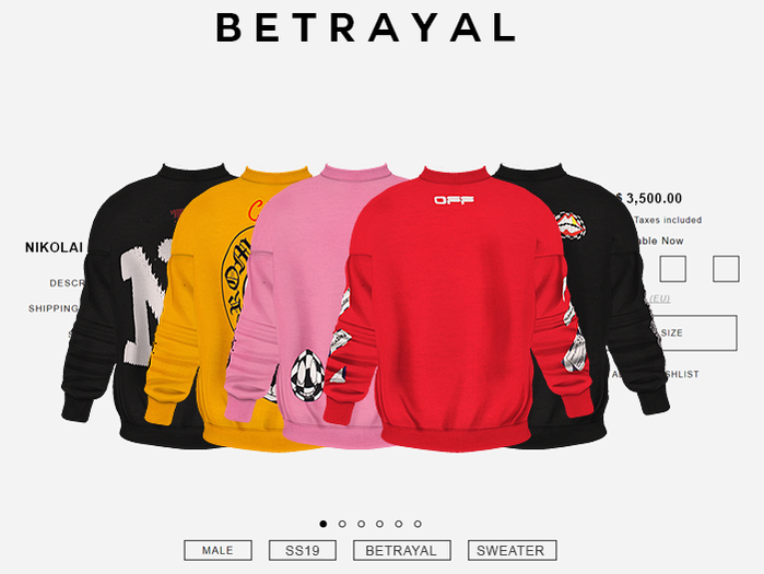BETRAYAL. Nikolai Sweater FATPACK