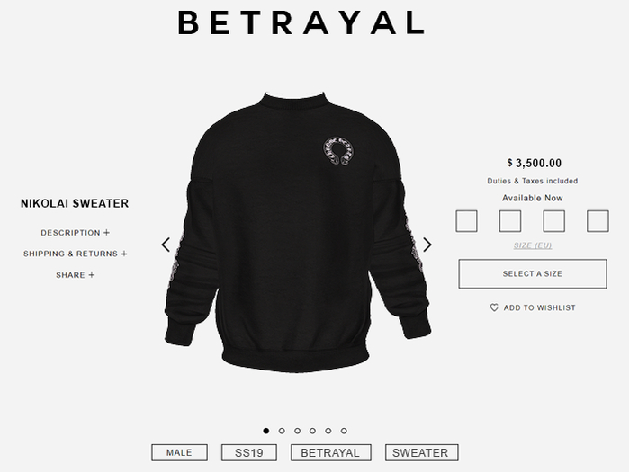 BETRAYAL. Nikolai Sweater CHROME