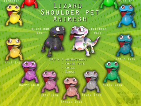 Second Life Marketplace - DUST: Animesh Shoulder Lizard - Alien Skin [BOX]