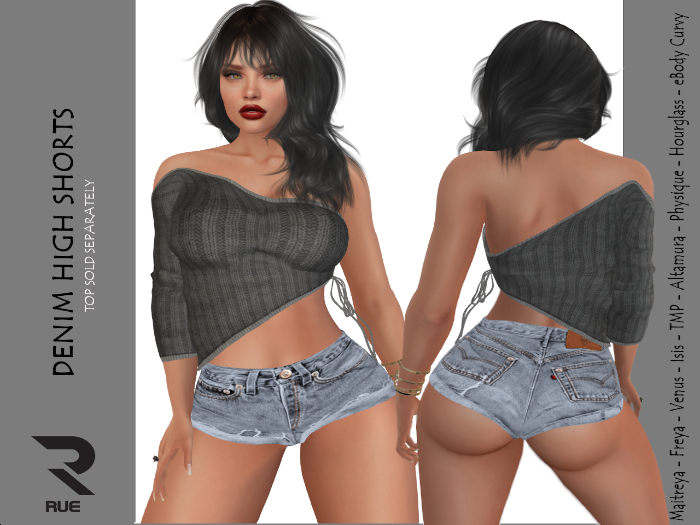 :: RUE :: Denim High Waisted Shorts - Clean