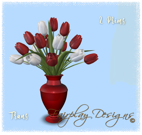 ~Royal Red & White Tulip Display~