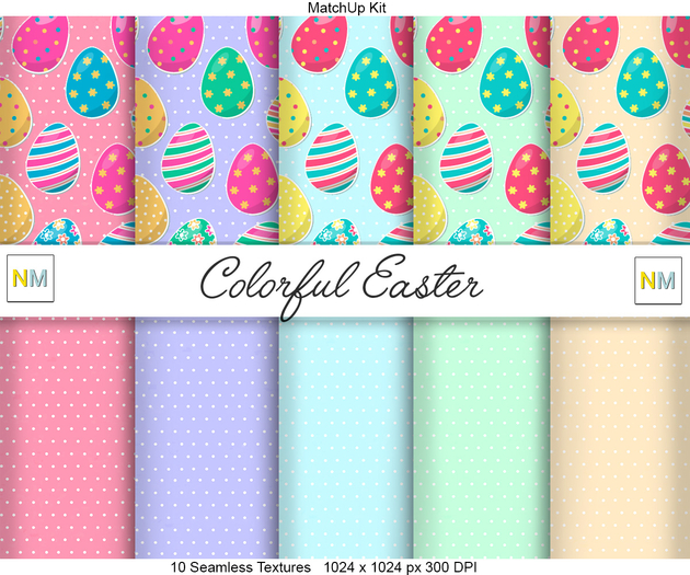 Colorful Easter Matchup Kit 10 Seamless Textures NM Full Perm