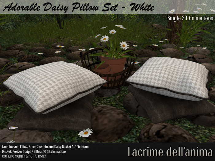 (BOX) Adorable Daisy Pillow Set - White