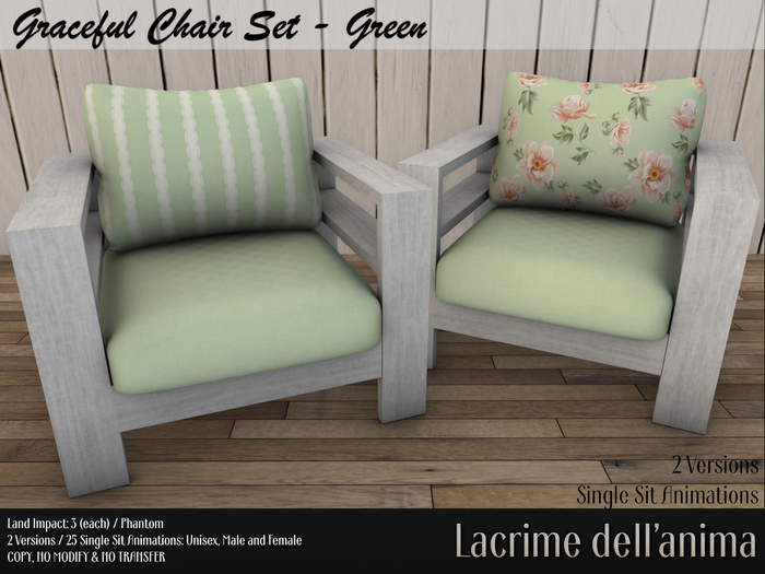 (BOX) Graceful Chair Set - Green