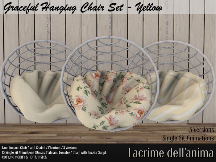 (BOX) Graceful Hanging Chair Set - Yellow