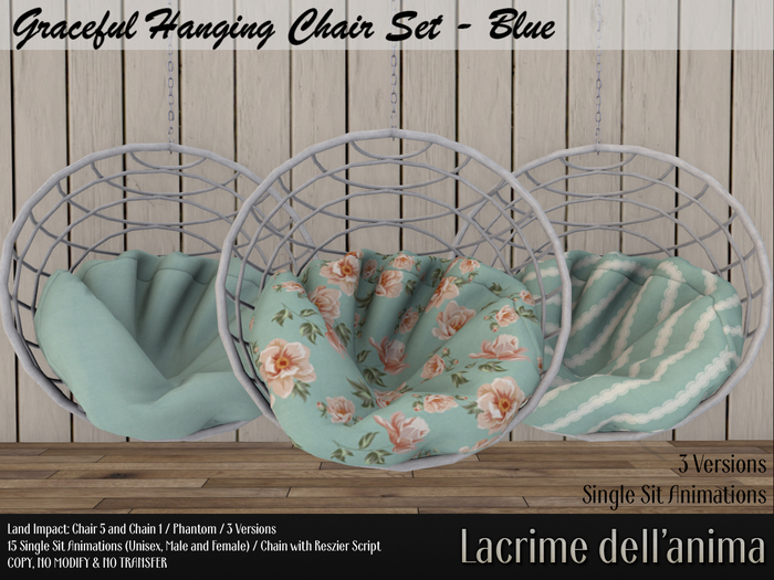 (BOX) Graceful Hanging Chair Set - Blue