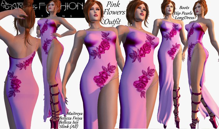 ART & FASHION - PINK FLOWERS OUTFIT