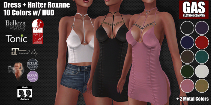 GAS [Dress + Halter Roxana - 10 Colors w/HUD FATPACK] Demo