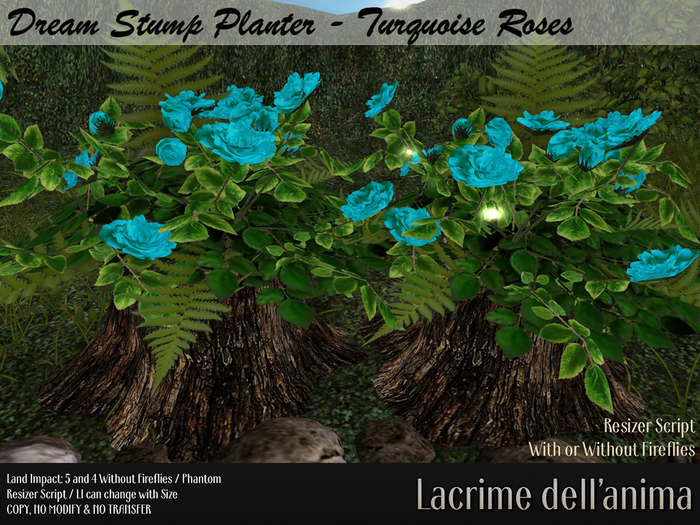 Dream Stump Planter - Turquoise Roses