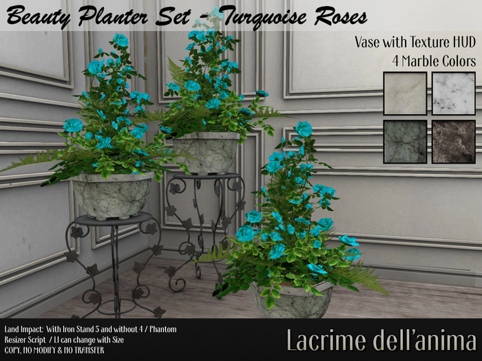 Beauty Planter Set - Turquoise Roses
