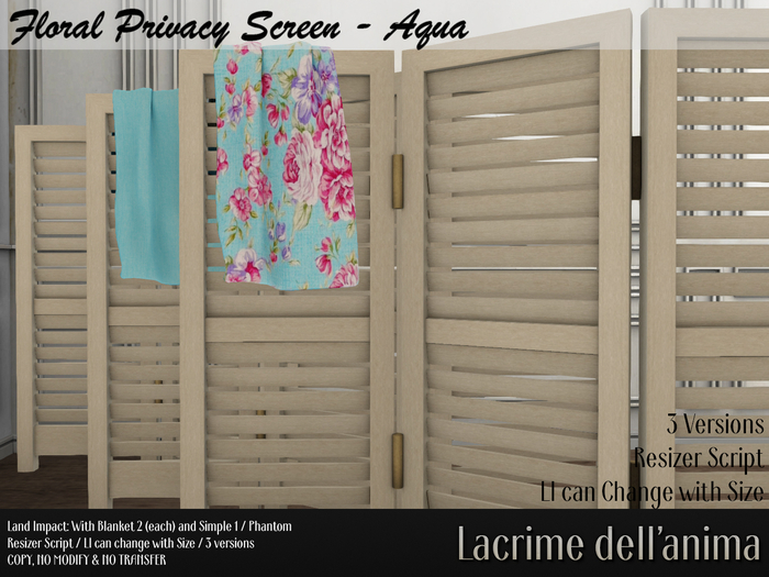 Floral Privacy Screen - Aqua