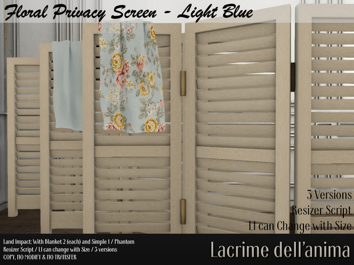 Floral Privacy Screen - Light Blue