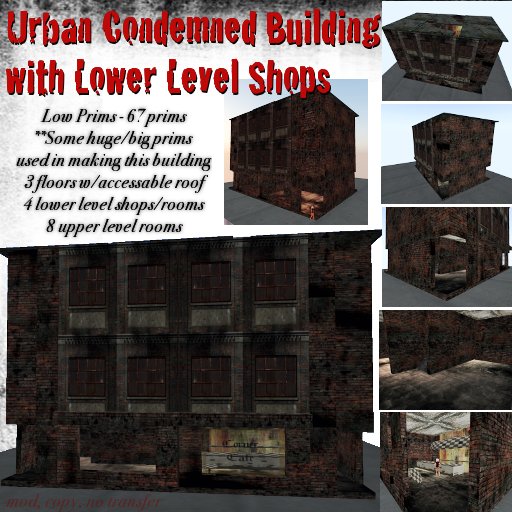 Urban Condemned Building w/Lower Level Shops *Sale*