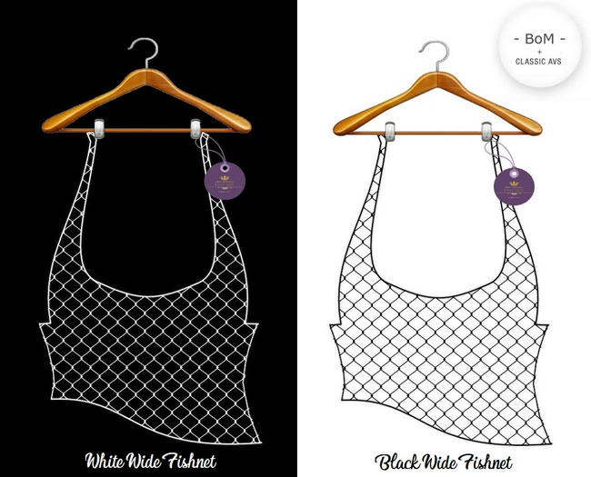 Women's WIDE Fishnet Tanks for BoM Black & White (BOXED)
