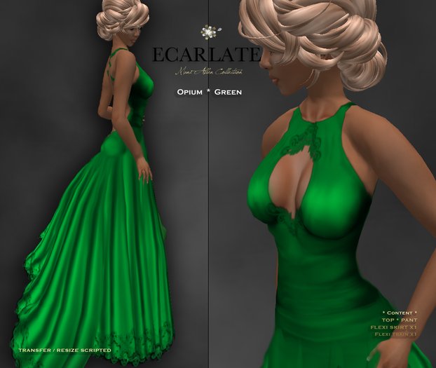 Ecarlate - Opium - Gown Formal - Green / Robe formelle