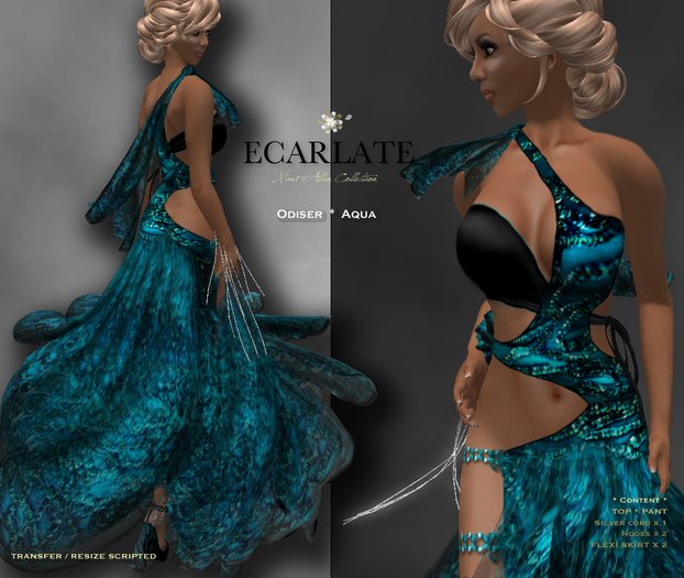 Ecarlate - Dress Gown Formal - Aqua / Robe - Bouby