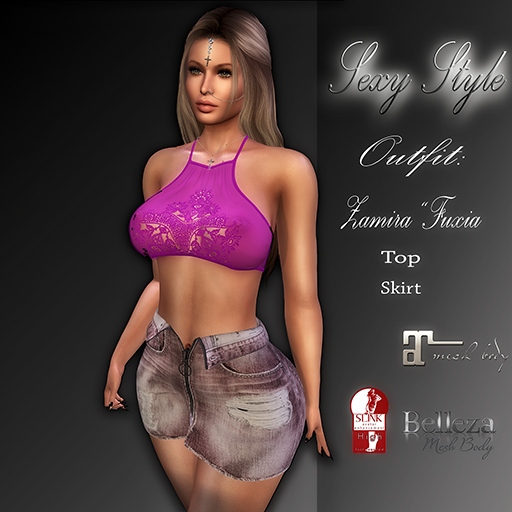 *Sexy Style* Zamira Outfit "Fuxia" (Skirt+Top+Pantis)