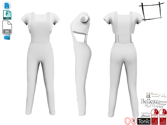 Dae Obj FBX Women's Overall With Top Slink, Maitreya, Ocacin, Belleza, Tonic, Classic 5 Sizes