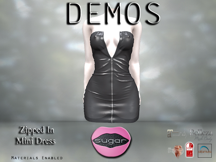 :-:SUGAR:-: Zipped In Dress {DARK SHEER} DEMO