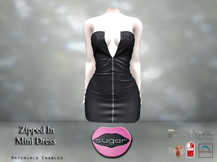 :-:SUGAR:-: Zipped In Dress {BLACK}