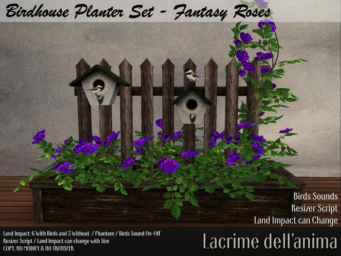 (BOX) BirdHouse Planter Set - Fantasy Roses