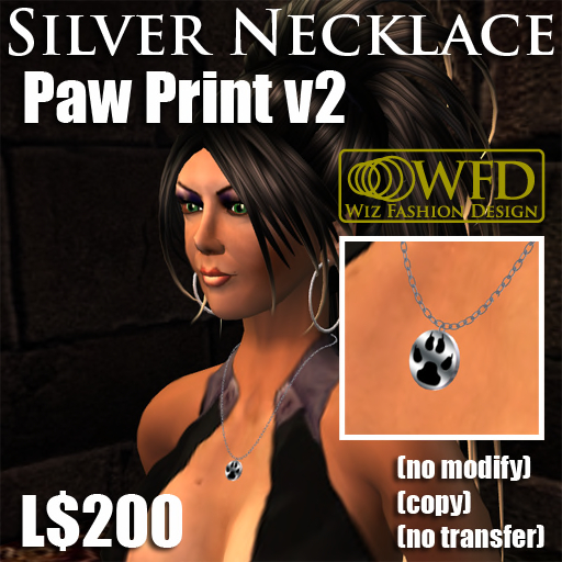 [WFD] Silver Necklace with Paw Print v2 (BOX)