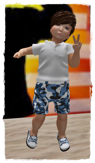 TD BABY SET CAMO BLUE POLOSHIRT
